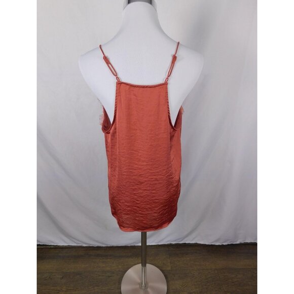 Nine West Camisole Top Womens Large Rust Satin Lace Trim Silky Adjustable Straps - Picture 6 of 12